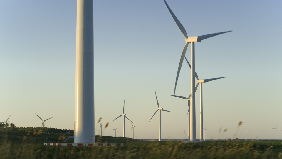 wind turbines on land